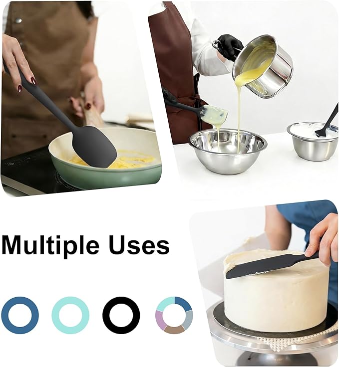 Redfly Silicone Spatula Set, 5 Piece Food Grade Silicone Cooking Utensils Set, Rubber Spatula Heat Resistant Nonstick for Baking, Cooking, Kitchen Utensils Dishwasher Safe Black - Image 7