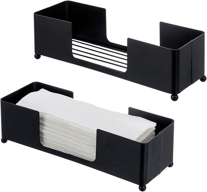 MyGift Modern Matte Black Metal Tabletop Folded Paper Hand Towel Holder, Commercial Countertop Tissue Paper Dispenser Tray for Trfold, C-Fold and Z-Fold Paper Towels, Set of 2