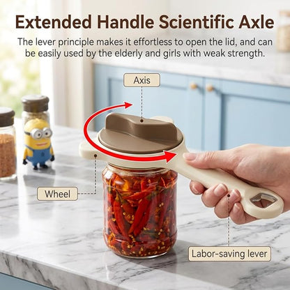 4-in-1 Jar Opener for Seniors -Adjustable Lid Opener with Non-Slip Grip, Stainless Steel Jar Lid Opener for Arthritis Sufferers, Fits Kitchen Jars, Bottles & Cans, Home Kitchen Helper(Purple)