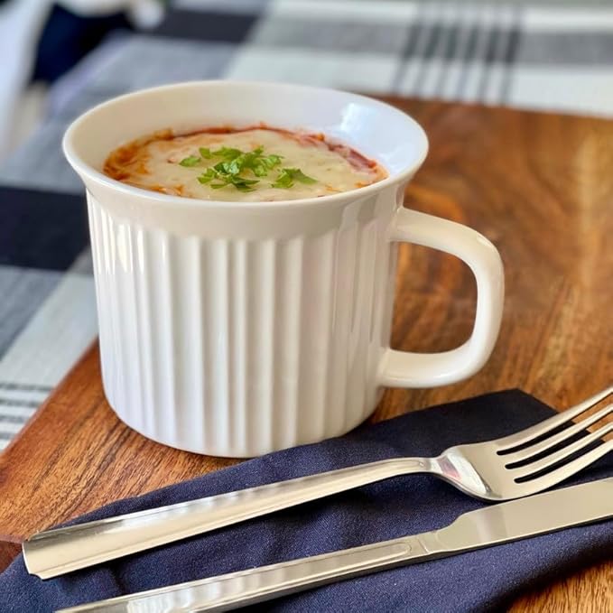 CorningWare 2-Pack 20oz Ceramic Meal Mugs with BPA-Free Vented Lids, French White - Image 4