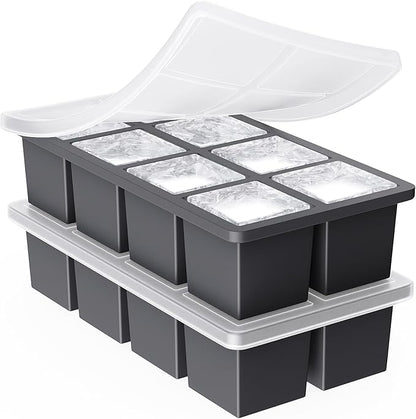 Large Ice Cube Trays for Whiskey: GGOW Big Silicone Ice Cube Trays 2Inch - Huge Square Ice Cubed Tray for Whisky and Cocktail by GGOW