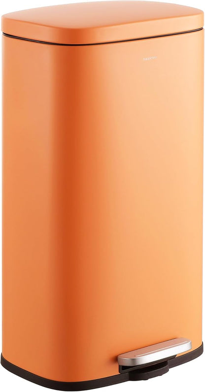 happimess HPM1011K Curtis 8-Gallon Step-Open Trash Can, Carrot Cake,with Soft-Close Lid, Fingerprint Resistant, Modern, Minimalistic for Home, Kitchen, Laundry Room, Office, Bedroom, Bathroom by Happimess