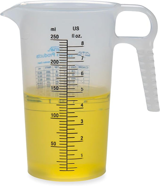8oz 1 Cup Measure Pitcher with Convenient Conversion Chart– Food Grade - Great for Cooking, Home Hobbies, Aquariums, Pet Additives, Medical and Lab Chemicals with High Chemical Resistance by Turnah by Turnah