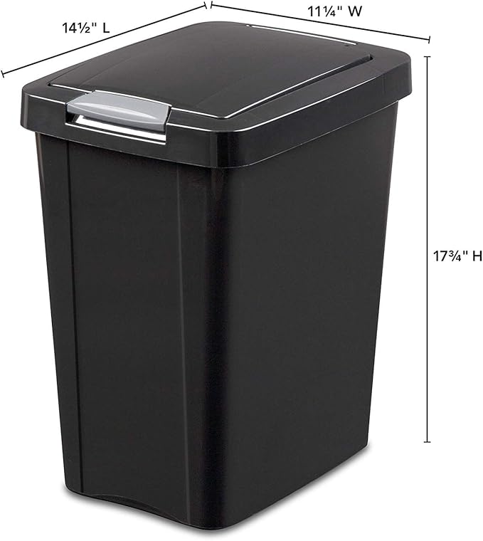 Sterilite 7.5 Gallon TouchTop Wastebasket with Lid That Opens with Touch, Conceals Trash in the Kitchen, Bathroom, Mudroom or Office, Black, 1-Pack - Image 2