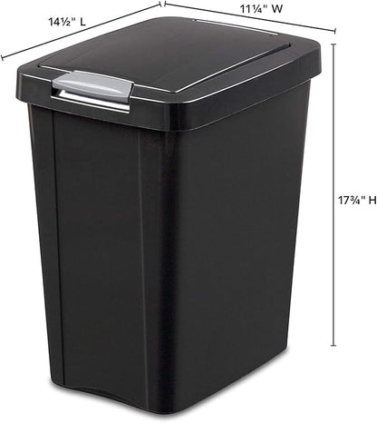 Sterilite 7.5 Gallon TouchTop Wastebasket with Lid That Opens with Touch, Conceals Trash in the Kitchen, Bathroom, Mudroom or Office, Black, 1-Pack - Image 2