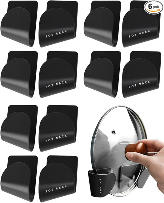 Tendiren Pot Lid Organizer, 6 Pairs of Adjustable Wall Mount Pot Lid Holder Cabinet Door, Pot and Pan Hangers for Kitchen Wall Mount, Cabinet Door Lid Organizer, Save More Space by Tendiren
