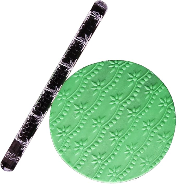 Rengue Acrylic Rolling Pin with 28 Patterns, Compliant Material, Comfortable Grip, 16 X 1 Cm, Lightweight for Dough and Pastry Acrylic Rolling Pin with 28 Patterns, Nan Kitchen (#7)