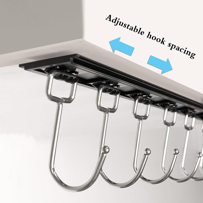 Cociat 2pcs Utensil Racks with 6 Hooks 11 Inch Mug Holder Under Cabinet Kitchen Utensil Holders Multifunctional (11 inch) - Image 4