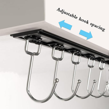 Cociat 2pcs Utensil Racks with 6 Hooks 11 Inch Mug Holder Under Cabinet Kitchen Utensil Holders Multifunctional (11 inch) - Image 4