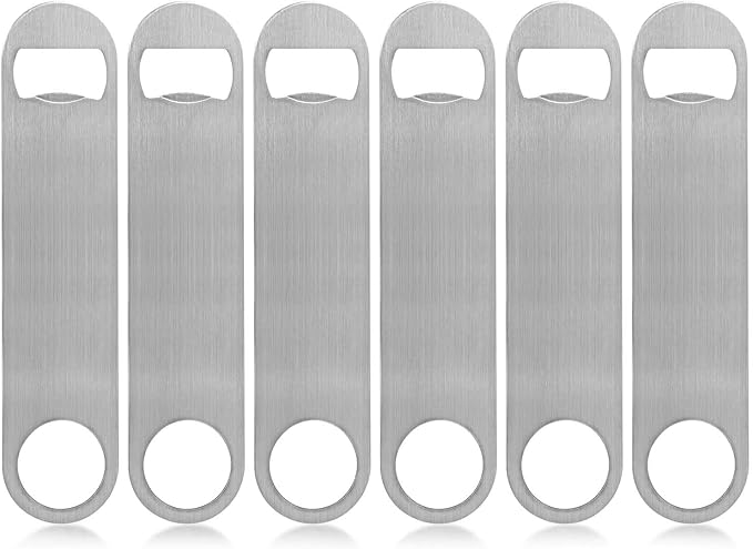 KISEER Heavy Duty Stainless Steel Flat Bottle Opener, 6 Pack Beer Bottle Opener for Kitchen, Bar or Restaurant by KISEER