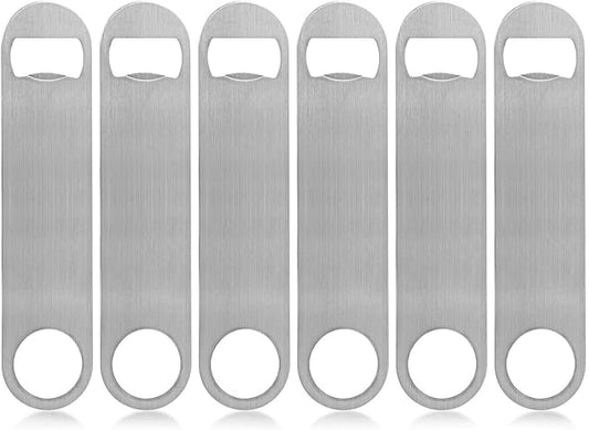 KISEER Heavy Duty Stainless Steel Flat Bottle Opener, 6 Pack Beer Bottle Opener for Kitchen, Bar or Restaurant by KISEER