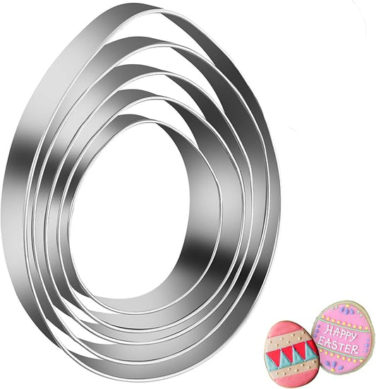 Easter Cookie Cutters Egg Biscuit for Kids DIY Lunchbox Bento Box Fruit Vegetable Sandwich Cutters for Children Boys Girls, Pack of 5