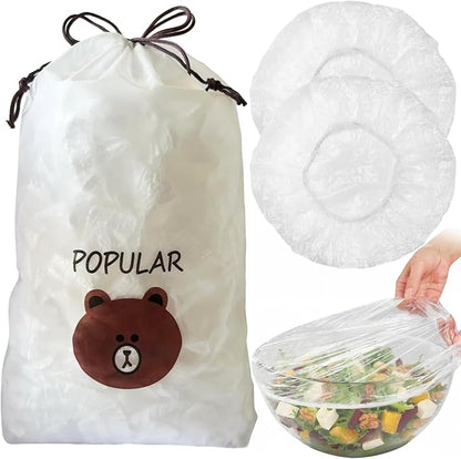 300pcs Plastic Bowl Covers Food Cover, Food Fresh Keeping Bags Elastic Reusable Plastic Stretch Elastic Food Storage Covers Kitchen Dining Plate Bread Proofing Universal Kitchen Wrap (White-L) by Unknown