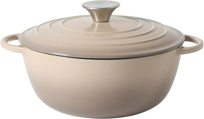 Gibson Home Addlestone 2.65 Qt Enameled Cast Iron Dutch Oven Pot with Lid – Round, Oven Safe to 500°F, Ideal for Bread Baking & Stews - Gradient Taupe by GibsonHomewares