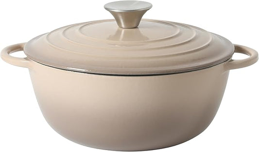 Gibson Home Addlestone 2.65 Qt Enameled Cast Iron Dutch Oven Pot with Lid – Round, Oven Safe to 500°F, Ideal for Bread Baking & Stews - Gradient Taupe by GibsonHomewares