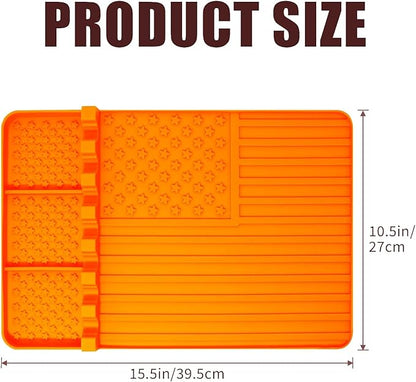 2 PCS Silicone Grill Mat Compatible with Blackstone, BBQ Griddle Tools Mat with Drip Pad, Spatula Mat for Outdoor Kitchen Counter, Gifts for Men (orange-2)