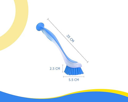 Zuvo Plastic Long Handled Scrubbing Suction Cup, Durable Bristles,Dish Washing Brush.Washing Up Kitchen Brush, Assorted Colour, 5 X 21 X 5 cm-Pack of 3 - Image 4