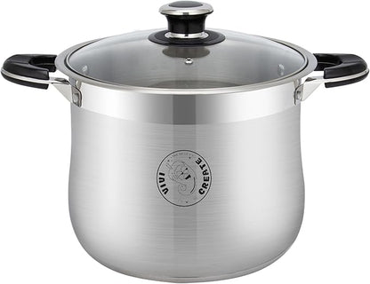 Vivicreate 22.5 Quart Stainless Steel Stock Pot with Lid Large Induction Cooking Pot for Pasta Soup Boiling Stew with Measurement Marks and Handles