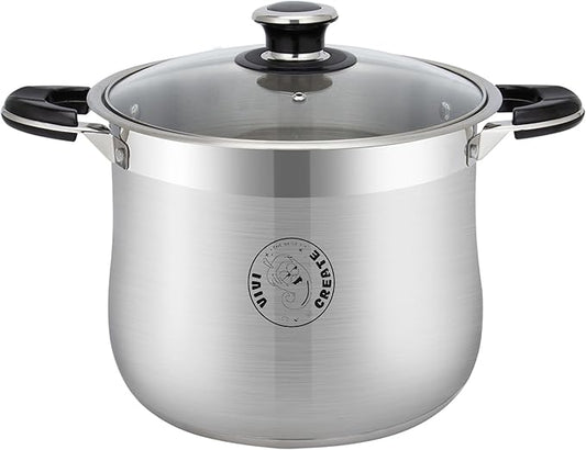 Vivicreate 22.5 Quart Stainless Steel Stock Pot with Lid Large Induction Cooking Pot for Pasta Soup Boiling Stew with Measurement Marks and Handles