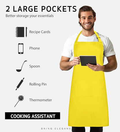 Syntus Apron for Men Women, Adjustable Cooking Kitchen Chef Aprons with 2 Pockets, Cotton/Polycotton/Polyester - Image 4