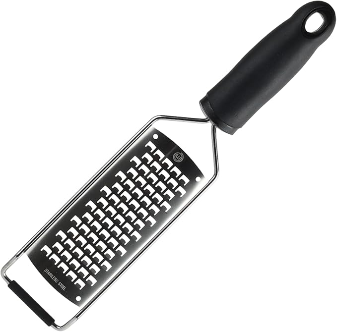MasterChef Cheese Grater Handheld, Kitchen Food Shredder Tool for Grating Parmesan, Garlic, Ginger etc, Small Flat Zester Grater, Stainless Steel with Non Slip Rubber Foot and Easy Grip Handle by MasterChef