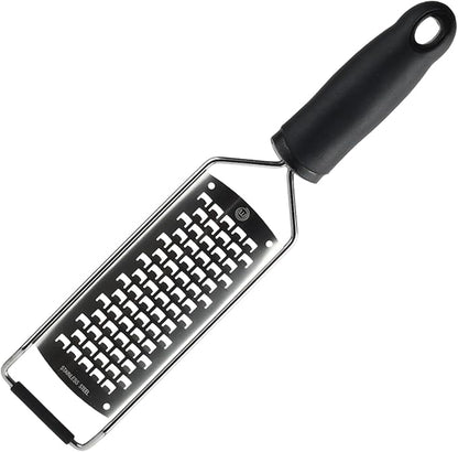 MasterChef Cheese Grater Handheld, Kitchen Food Shredder Tool for Grating Parmesan, Garlic, Ginger etc, Small Flat Zester Grater, Stainless Steel with Non Slip Rubber Foot and Easy Grip Handle by MasterChef