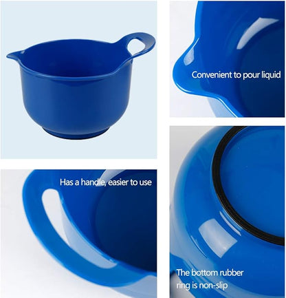 BoxedHome 4 Pack Nesting Mixing Bowls with Pour Spout and Handle, Plastic Large Mixing bowl BPA free Microwave & Dishwasher Safe(Blue, 4 Pack with Handle) - Image 5