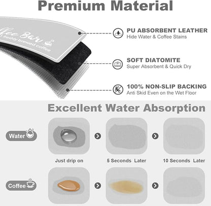 Findosom Dish Drying Mat, 17"x 32" Super Absorbent & Hide Stain Coffee Mat, Cuttable Drying Mat for Kitchen Counter, Coffee Bar Accessories, Under Dish Rack, Coffee Maker, Espresso Machine, LightGrey - Image 6