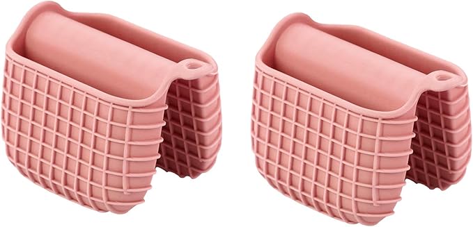 Mini Silicone Oven Mitts Set, Oven Mitts Heat Insulation, Oven Gloves for Kitchen Cooking and Baking, Protecting Fingers Mini Oven Hand Clips are Sold in Pairs (Pink)