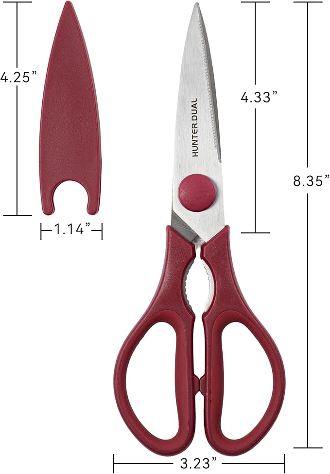Kitchen Scissors for Food, HUNTER.DUAL Heavy Duty Come Apart Poultry Shears for Cooking, All Purpose for Cutting Chicken, Meat, Fish & Vegetables (Red, 8.35 Inch) - Image 5