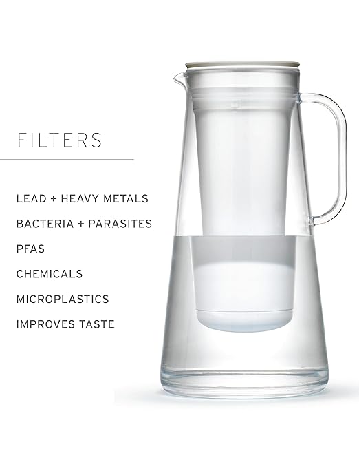 LifeStraw Home – Water Filter Pitcher, 10-Cup, Obsidian, BPA Free Designed for Protection Against Bacteria, parasites, microplastics, Lead, Mercury, PFAS and a Variety of Chemicals (Pack of 2)
