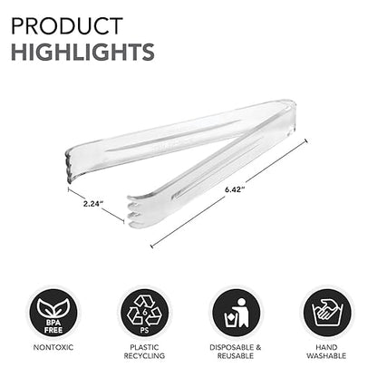 Party Essentials N64 Serving Tongs, 6-1/2", Clear (Pack of 48) - Image 3