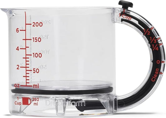 Dreamfarm Upcup All-in-1 Adjustable Measuring Cup, Metric & Imperial Measurements up to 1 Cup - Black/Clear by Dreamfarm
