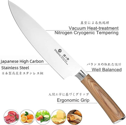 imarku Chef Knife - Pro Kitchen Knife 8 Inch Chef's Knives Japanese SUS440A Stainless Steel Sharp Paring Knife with Ergonomic Handle, Golden Handle, Birthday Gifts for Men and Women,Gyutou Knives - Image 3