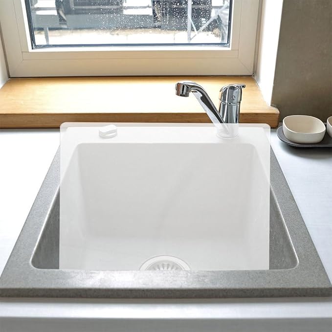 PRETYZOOM Acrylic Kitchen Sink Splash Guard 13.77 X 8.26 Inch Clear Water Barrier Panel for Countertop and Bathroom Sink Protection