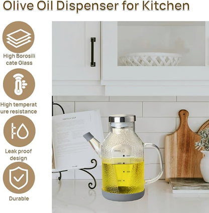 High Borosilicate Glass Oil Bottle-Olive Oil Dispenser for Kitchen-Soy Sauce and Vinegar Dispenser Bottle- Cooking Container Cruet-Oil Dispensing Bottles (Raindrops, Small/550ml)