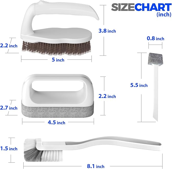 Holikme 7 Pack Deep Cleaning Brush Set, Scrub Brush, Grout Brush, Pool Brush, Scrub Pads with Scraper Tip Scouring Pads, for Pool Walls, Bathroom, Floor, Bike, Tub, Shower and Kitchen Surface (Brown) - Image 6