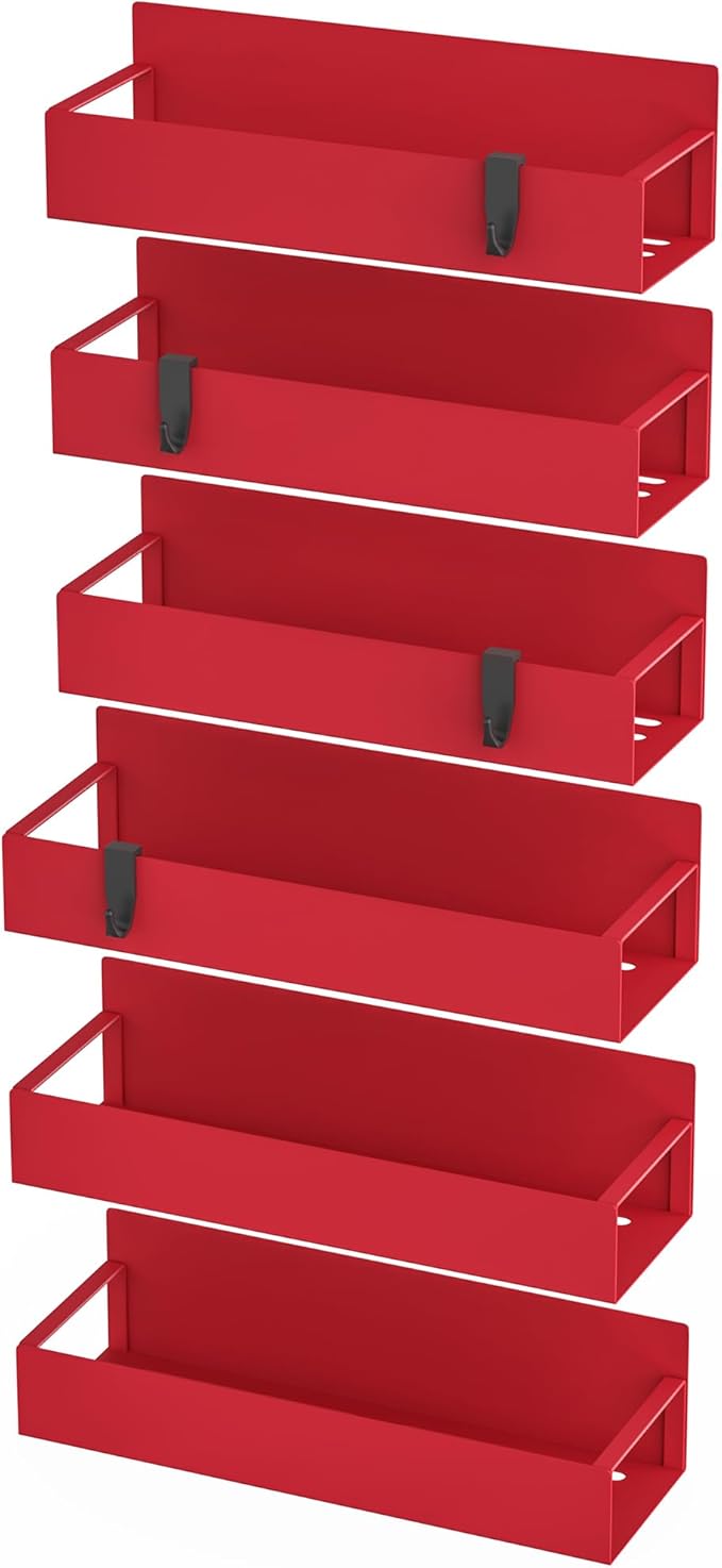 HuggieGems 6 Pack Magnetic Spice Storage Rack Organizer for Refrigerator and Oven, Red Fridge Organizers and Storage - Image 5