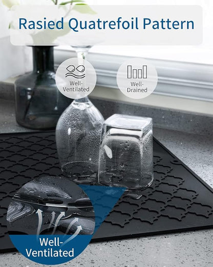 AMOAMI-Dish Drying Mats for Kitchen Counter-Silicone Dish Drying Mat-Kitchen Dish Drying Pad Heat Resistant Mat-Kitchen Gadgets Kitchen Accessories Kitchen Small Appliances(12" x 16", BLACK) - Image 5