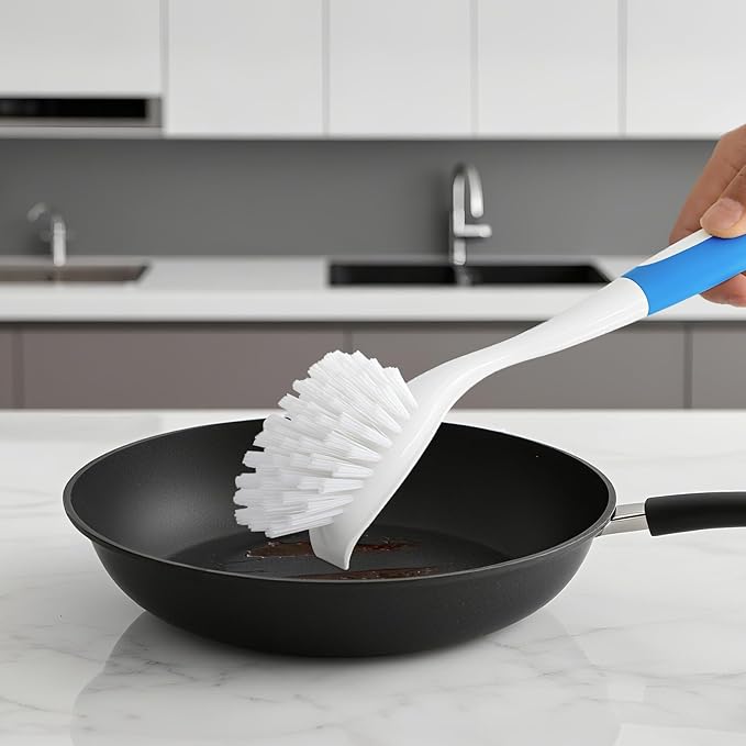 Long Handle Kitchen Cleaning Brush Set of 2, Long Handle Tableware Brush for Dishes, Sinks, pots, Pans, Long Handle Bottle Brush for Water Bottles, Glassware - Image 8
