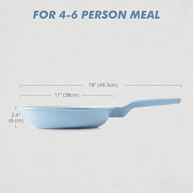 SENSARTE Nonstick Ceramic Frying Pan 11-Inch, Healthy Non Toxic Skillet, Induction Compatible Omelet Pan with Heat Resistant Handle, PFAS-Free, Blue - Image 2