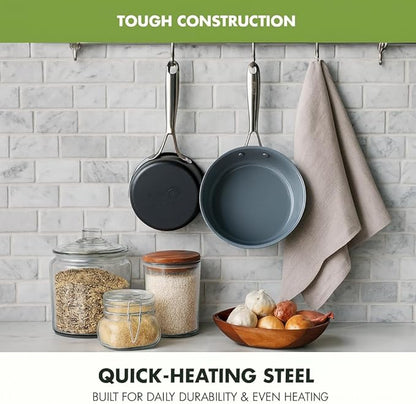 GreenPan Swift Healthy Ceramic Nonstick, 1QT and 2QT Saucepan Set, Stainless Steel Handle, PFAS-Free, Dishwasher Safe, Oven Safe, Black - Image 4