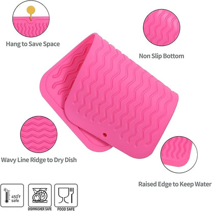 MicoYang Silicone Dish Drying Mat for Multiple Usage,Easy clean,Eco-friendly,Heat-resistant Silicone Mat for Kitchen Counter or Sink,Refrigerator or Drawer Liner Rose S 12 inches x 6 inches - Image 3