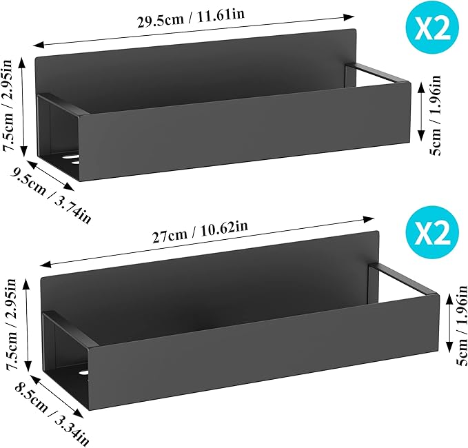 HuggieGems 4 Pack Magnetic Spice Storage Rack Organizer for Refrigerator and Oven, Matt Black Fridge Organizers and Storage - Image 7