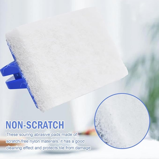 YoleShy Shower Scrubber Non-Scratch Bathtub Scrubber Heavy Duty Scrub Pad with Handle for Bathroom Tile Bathtubs Shower Tile Sink Pool Tile Spas (Blue) - Image 5