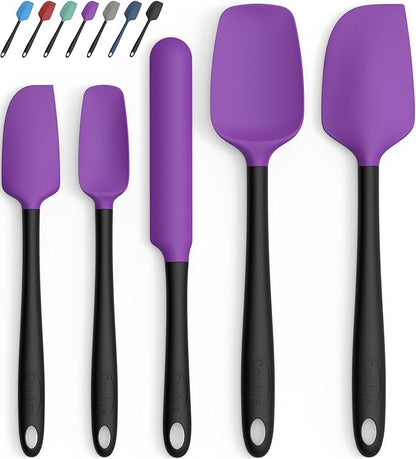 Coukre Silicone Spatula Set of 5,High Temperature Resistant, Food Grade Silicone, Dishwasher Safe, for Baking, Cooking (Purple Black) by Coukre