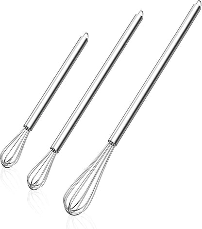 NileHome Mini Whisks Stainless Steel Whisk Set 7" 9" 11"Kitchen Small Wisk Balloon Wire Tiny Whisks for Cooking, Whisking, Blending, Beating, Stirring 3 Pack by NileHome