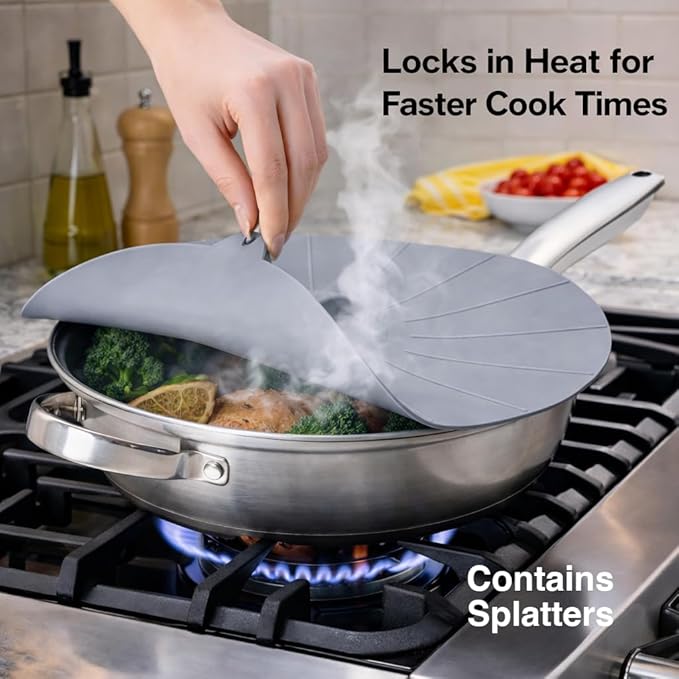 HIC Kitchen Cooking and Storage Lids, High-Heat Silicone, Set of 3 - Image 2