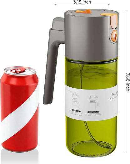 OURCABECUE Upgrade 2 in 1 Oil Sprayer for Cooking, 17oz Light-Blocking Glass Olive Oil Dispenser Bottle for Kitchen,Food-Grade Oil Mister with 8 Stickers for Salad, Frying (Green Bottle-Grey Gap) - Image 8
