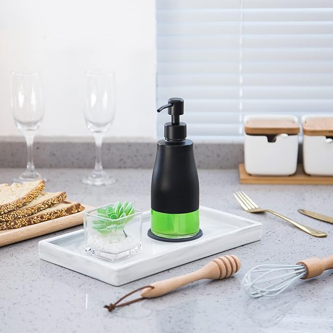 Gaussra Black Soap Dispenser with Coasterand Stickers, Refillable Liquid Stainless Steel Soap Dispenser for Kitchen Sink, Bathroom Countertop (11OZ / 320ML) - Image 2